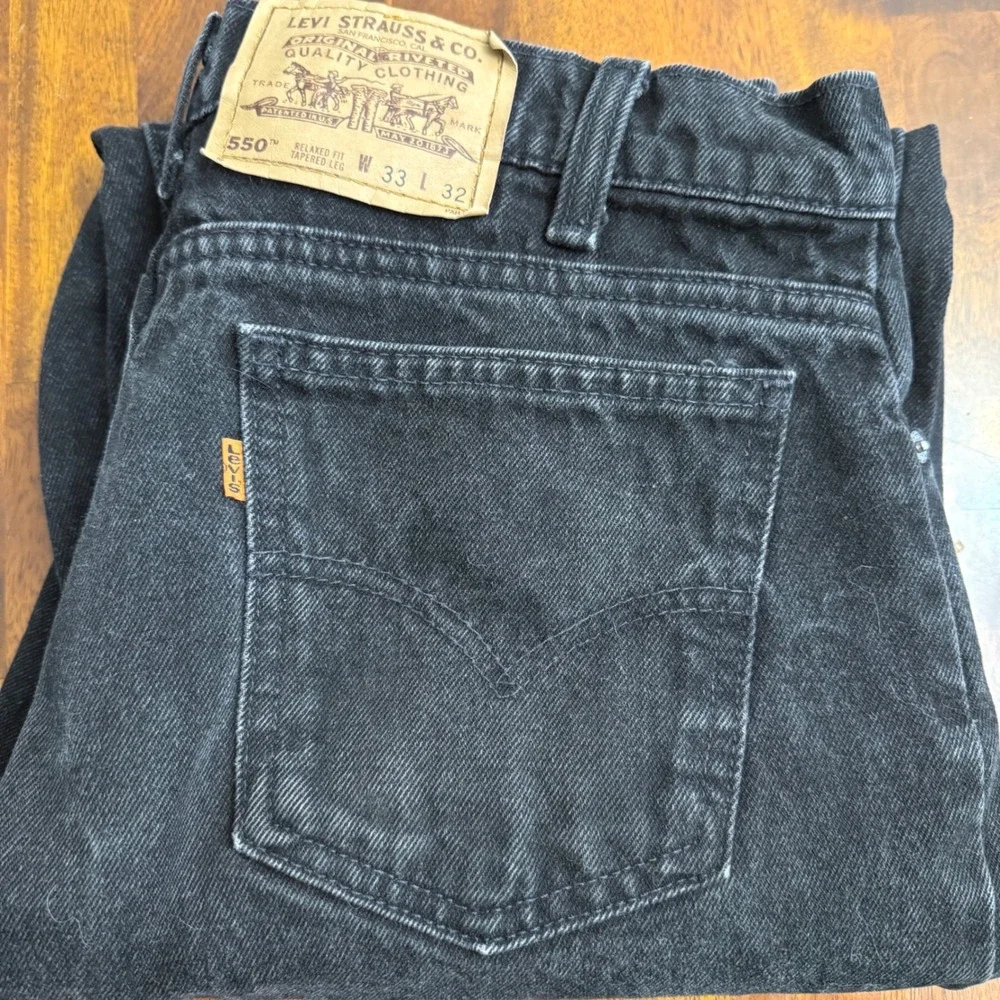 Levis 550 Orange Tab Relaxed Fit Tapered Leg Black Jean 33x32(32x31) '94 Vintage